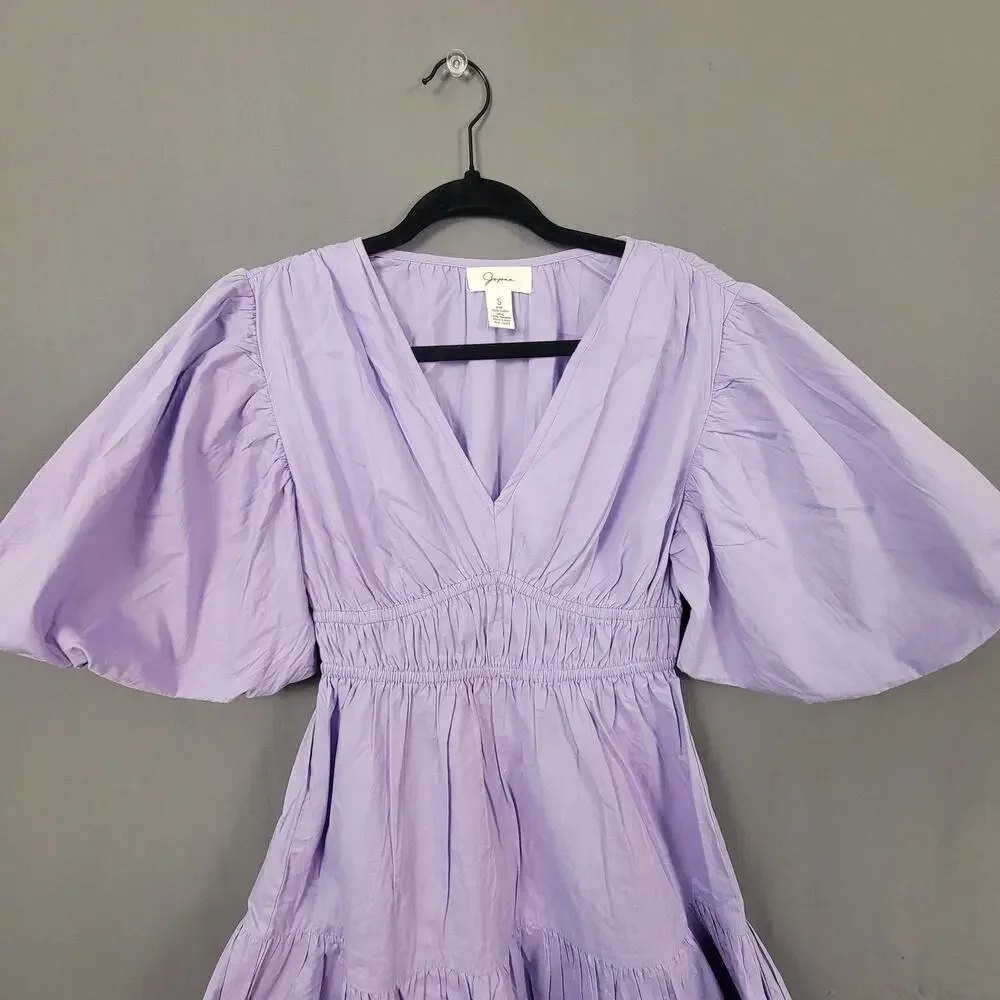 Japna Lilac Puff Sleeve Prairie Babydoll Mini Dress Cottagecore Small